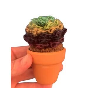 Mini Leafy Handmade Succulent - Crochet Plant in 2” Flower Pot